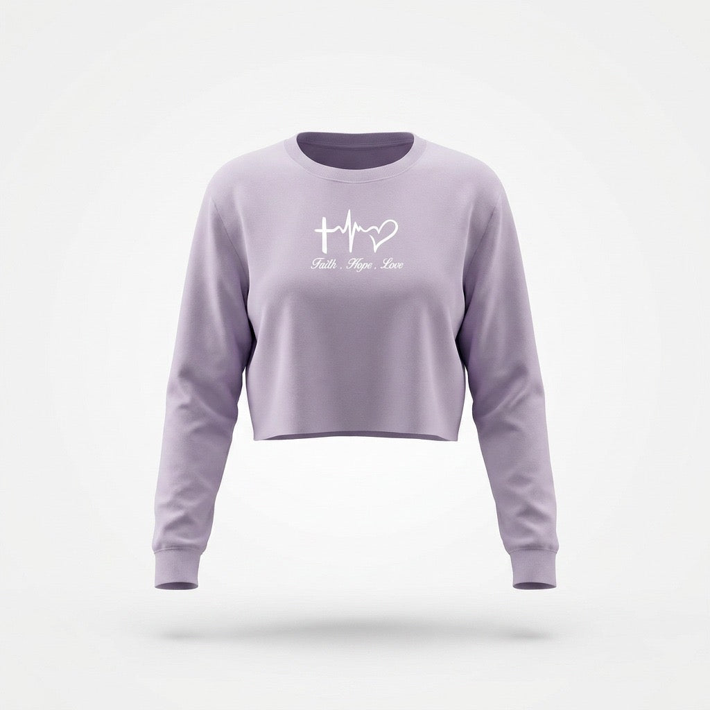 SACO CROP TOP DAMA LILA FAITH HOPE LOVE