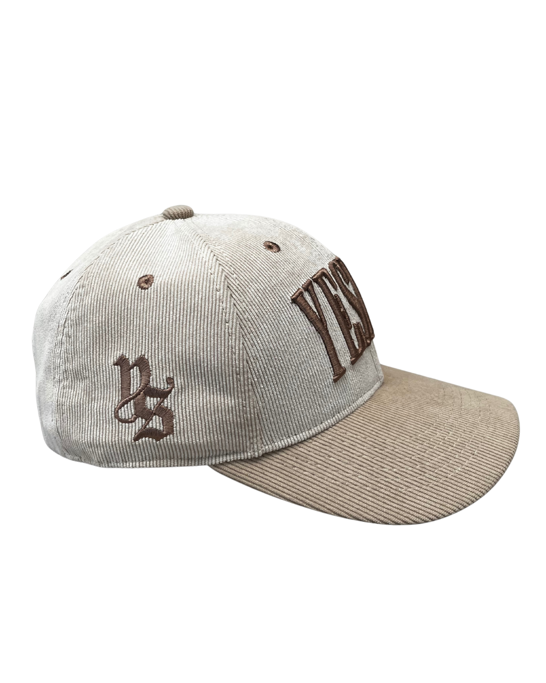 GORRA CURVA BEIGE YESHUA LETRA DORADA