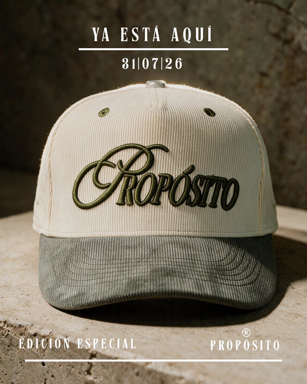 GORRA PREMIUM CURVA BEIGE - VERDE PROPÓSITO