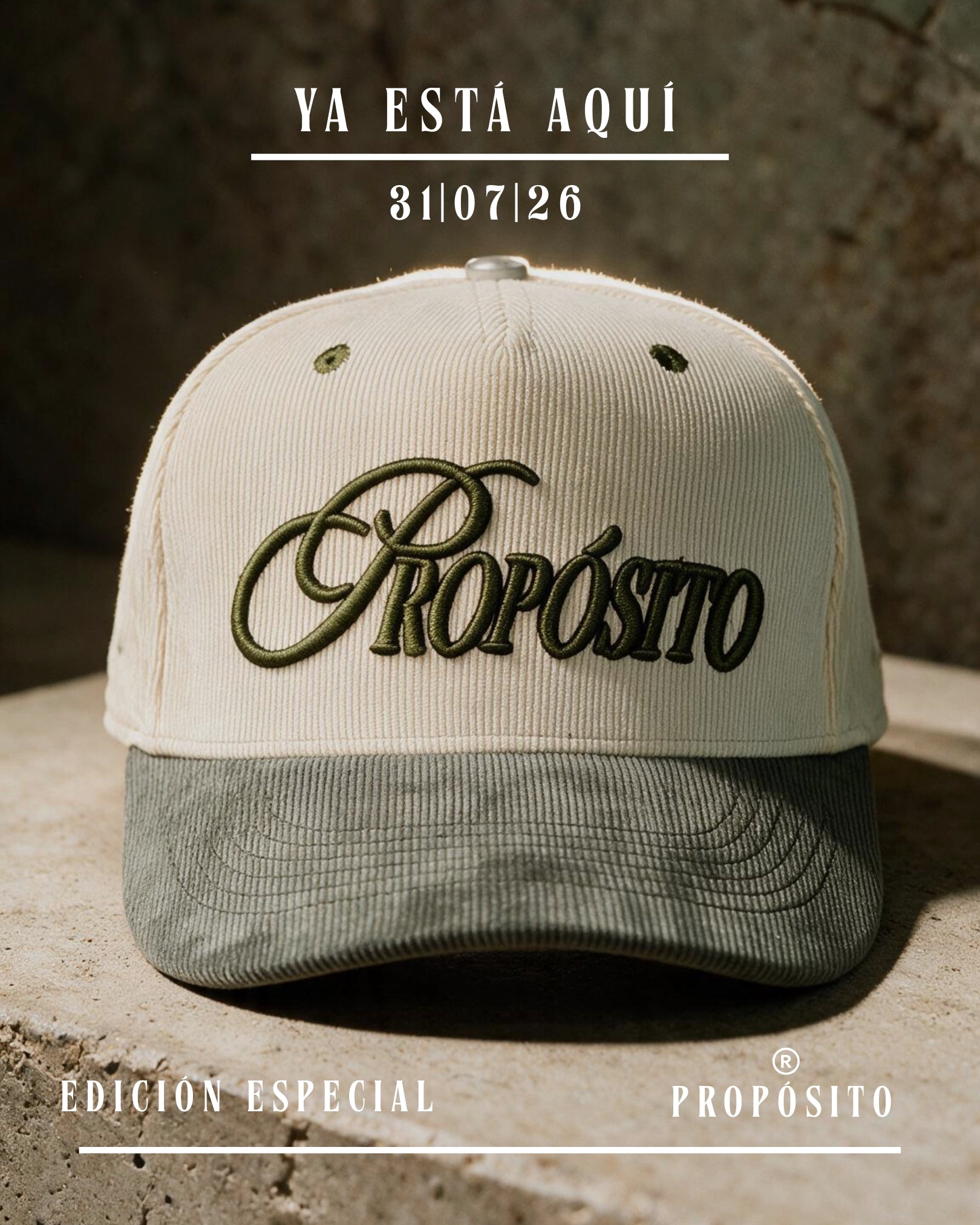 GORRA PREMIUM CURVA BEIGE - VERDE PROPÓSITO