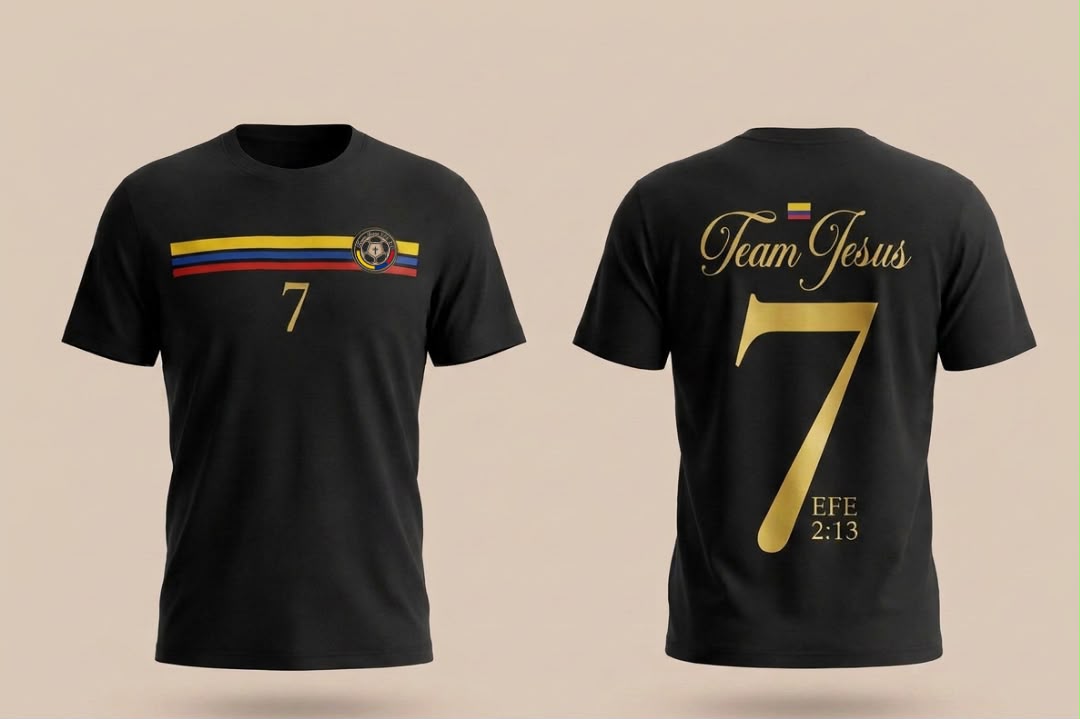 CAMISETA REGULAR UNISEX NEGRA COLOMBIA TRES LINEAS LADO A LADO