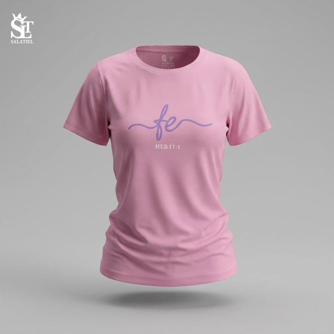 CAMISETA SLIM FIT DAMA LILA FE HEBREOS 11:11