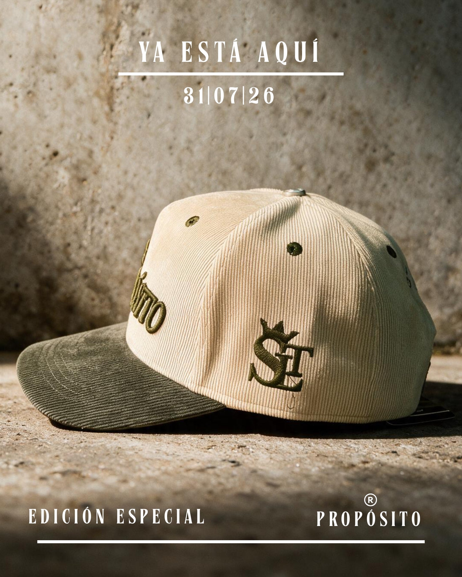 GORRA PREMIUM CURVA BEIGE - VERDE PROPÓSITO