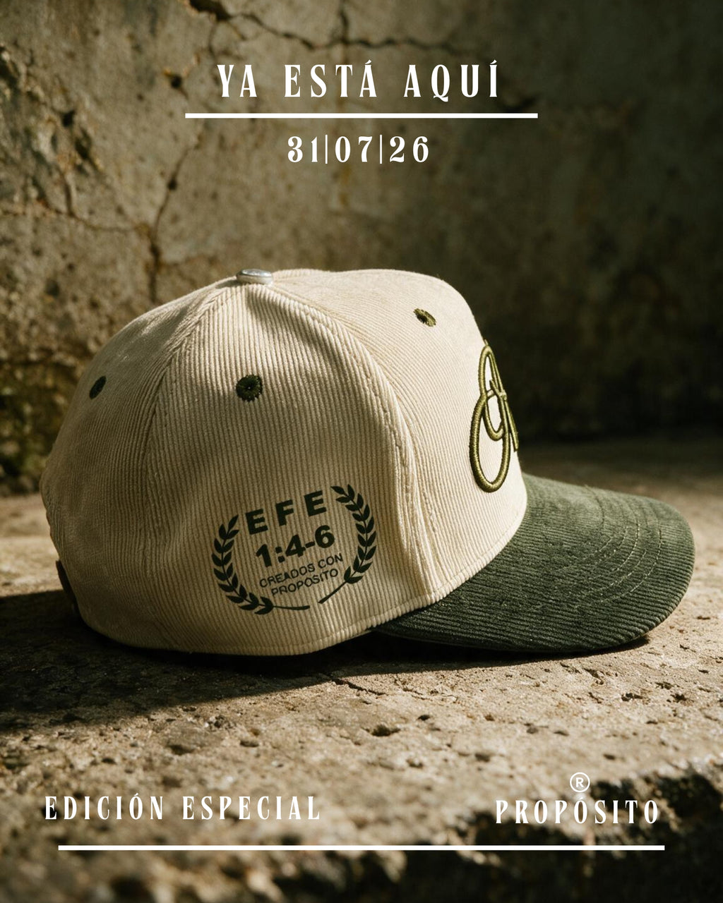 GORRA PREMIUM CURVA BEIGE - VERDE PROPÓSITO