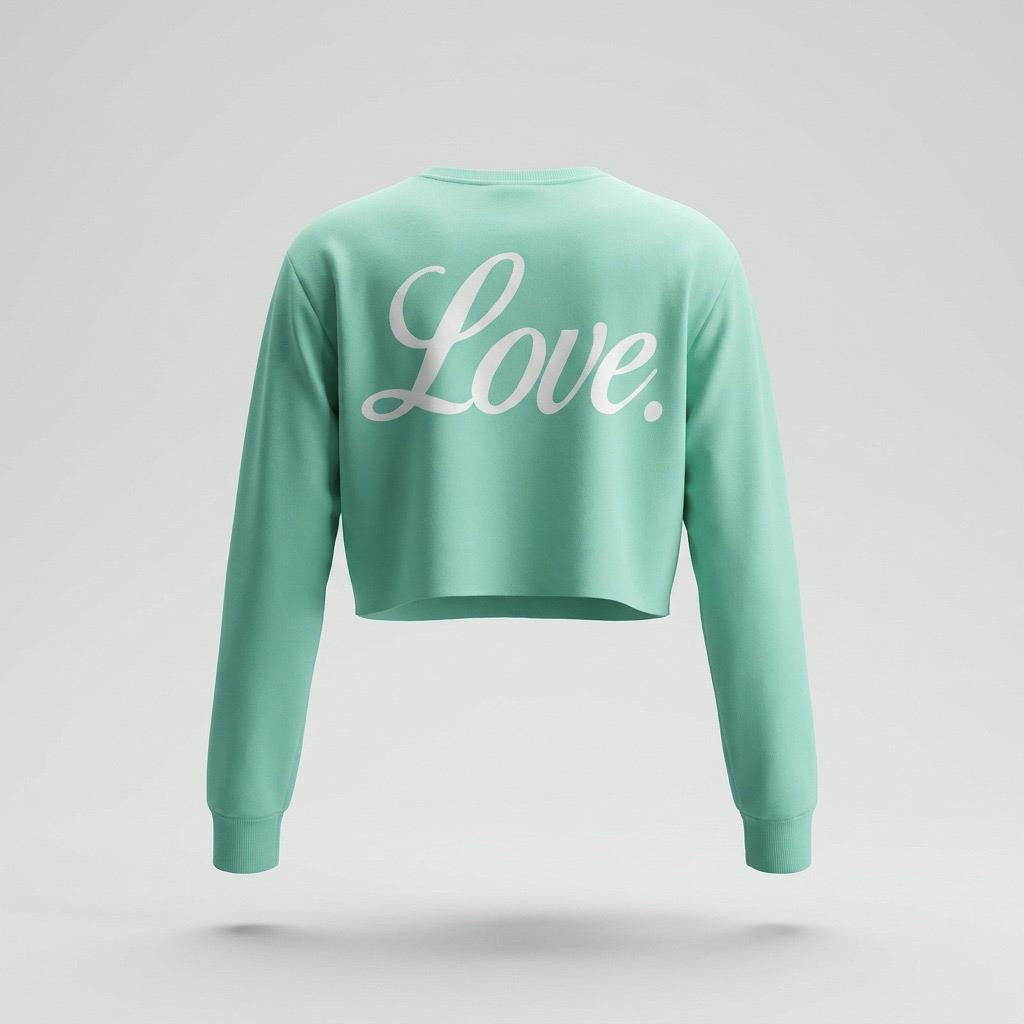 SACO CROP TOP DAMA VERDE FAITH HOPE LOVE