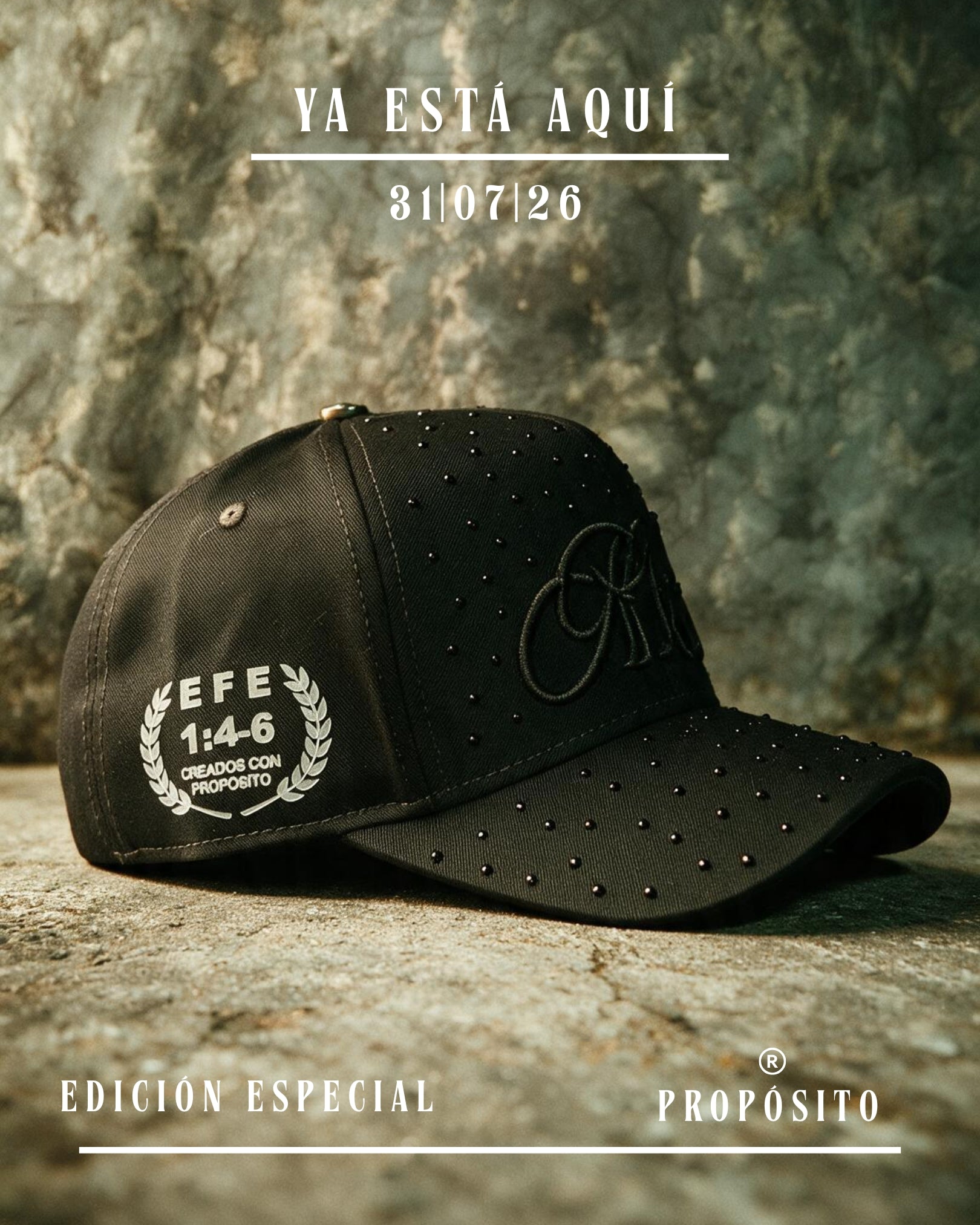 GORRA PREMIUM CURVA NEGRA PROPÓSITO BRILLOS
