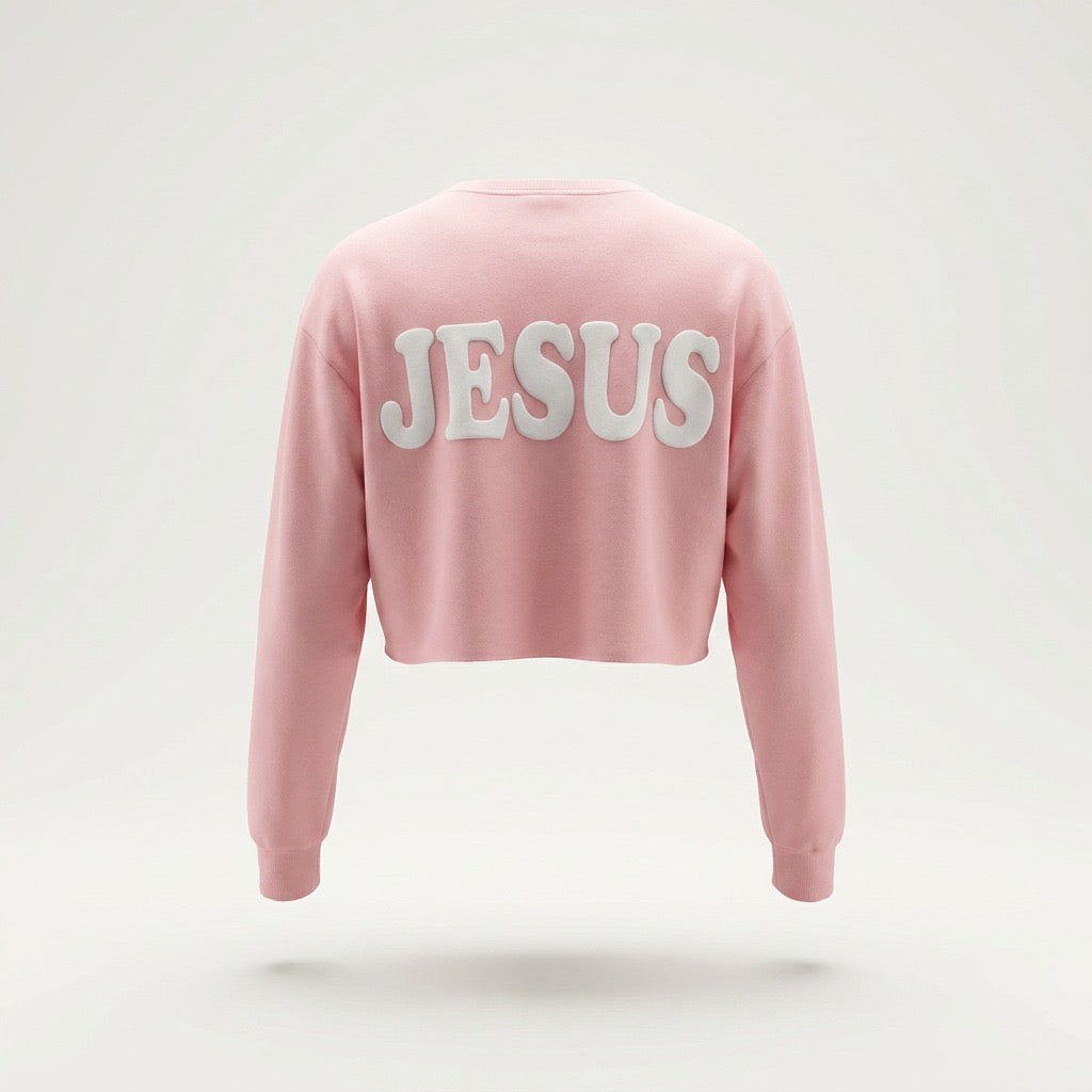 SACO CROP TOP DAMA ROSADO I LOVE JESUS