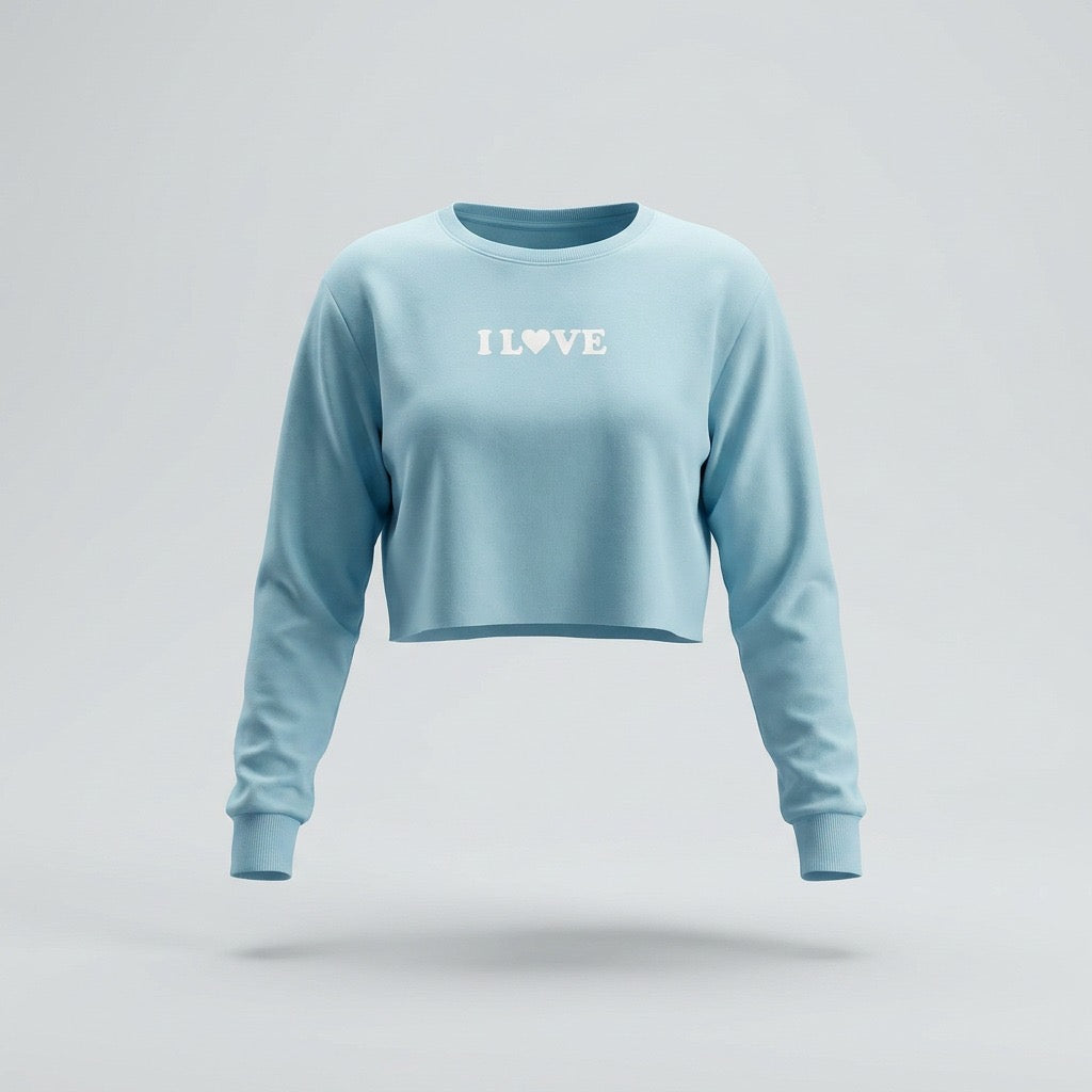 SACO CROP TOP DAMA AZUL I LOVE JESUS