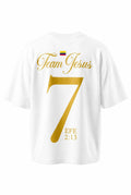 CAMISETA OVERSIZE TEAM JESUS BLANCA logo pequeño