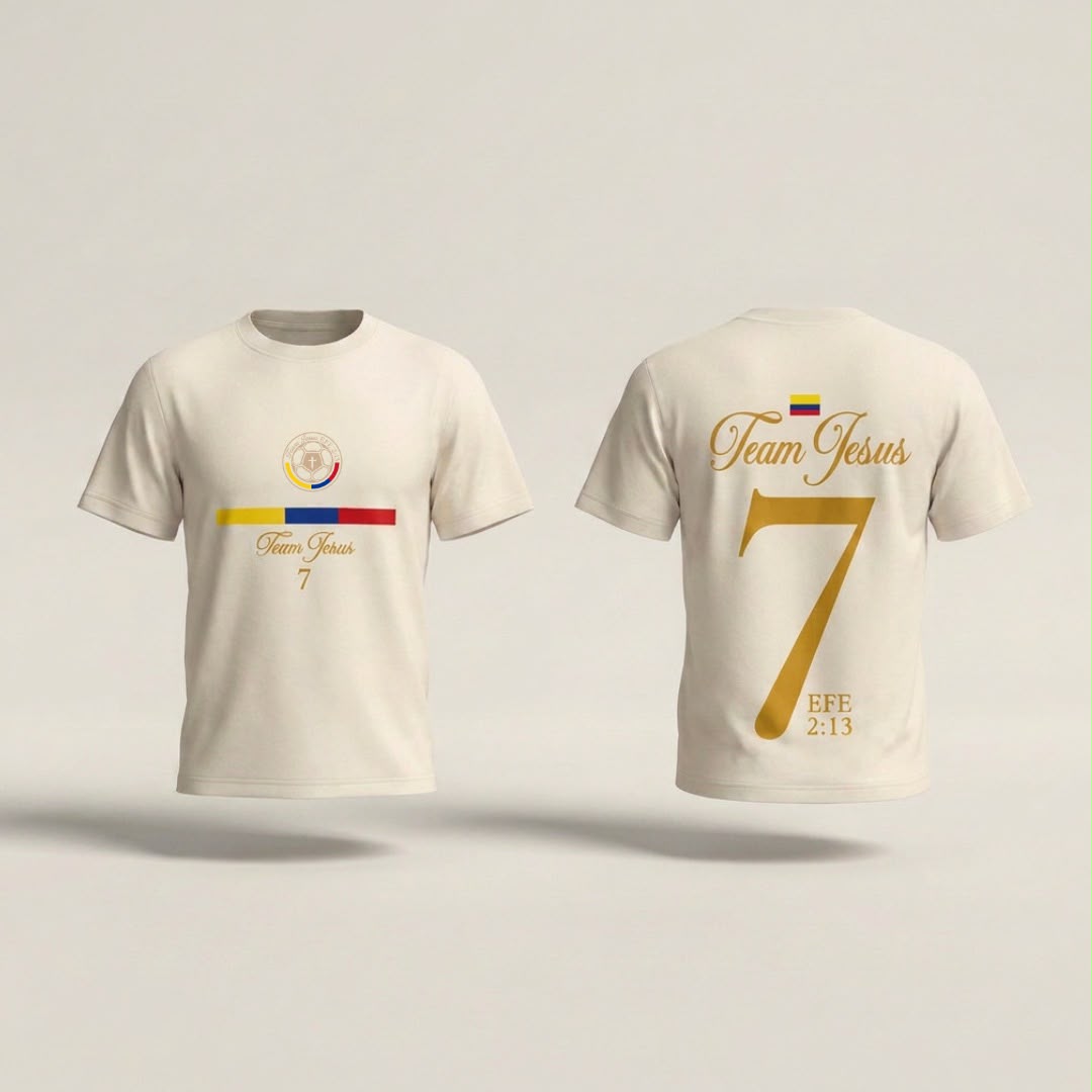 CAMISETA REGULAR UNISEX BEIGE COLOMBIA LOGO GRANDE