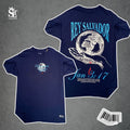 CAMISETA 100% ALGODÓN AZUL TURQUI REY SALVADOR LETRA AZUL
