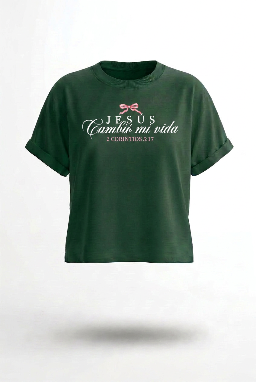 CAMISETA LOOSE FIT DAMA VERDE BOTELLA JESÚS CAMBIÓ MI VIDA