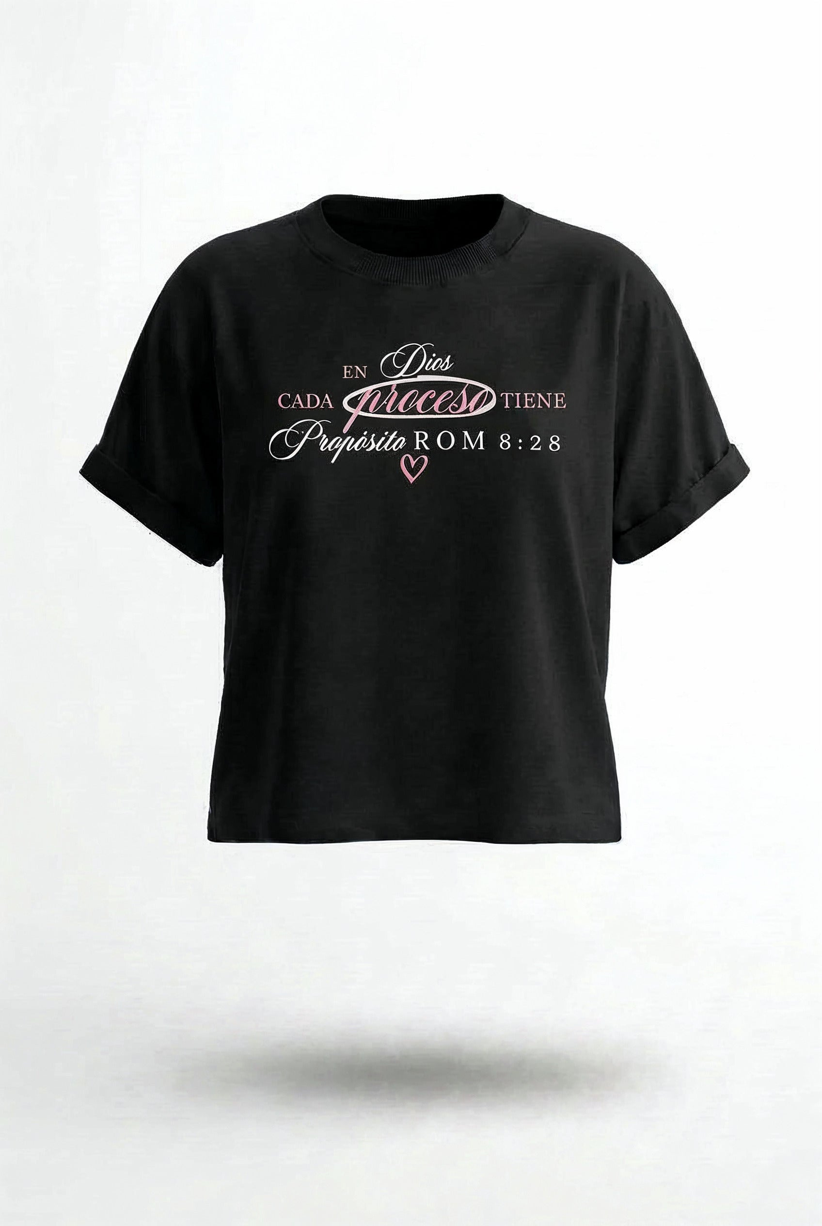 CAMISETA LOOSE FIT DAMA NEGRA  BOTELLA EN DIOS CADA PROCESO