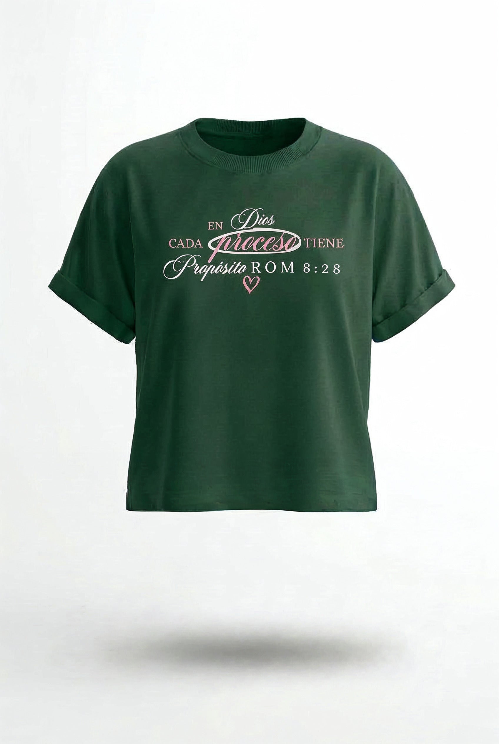 CAMISETA LOOSE FIT DAMA VERDE BOTELLA EN DIOS CADA PROCESO