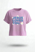 CAMISETA LOOSE FIT DAMA LILA JESUS LOVES YOU