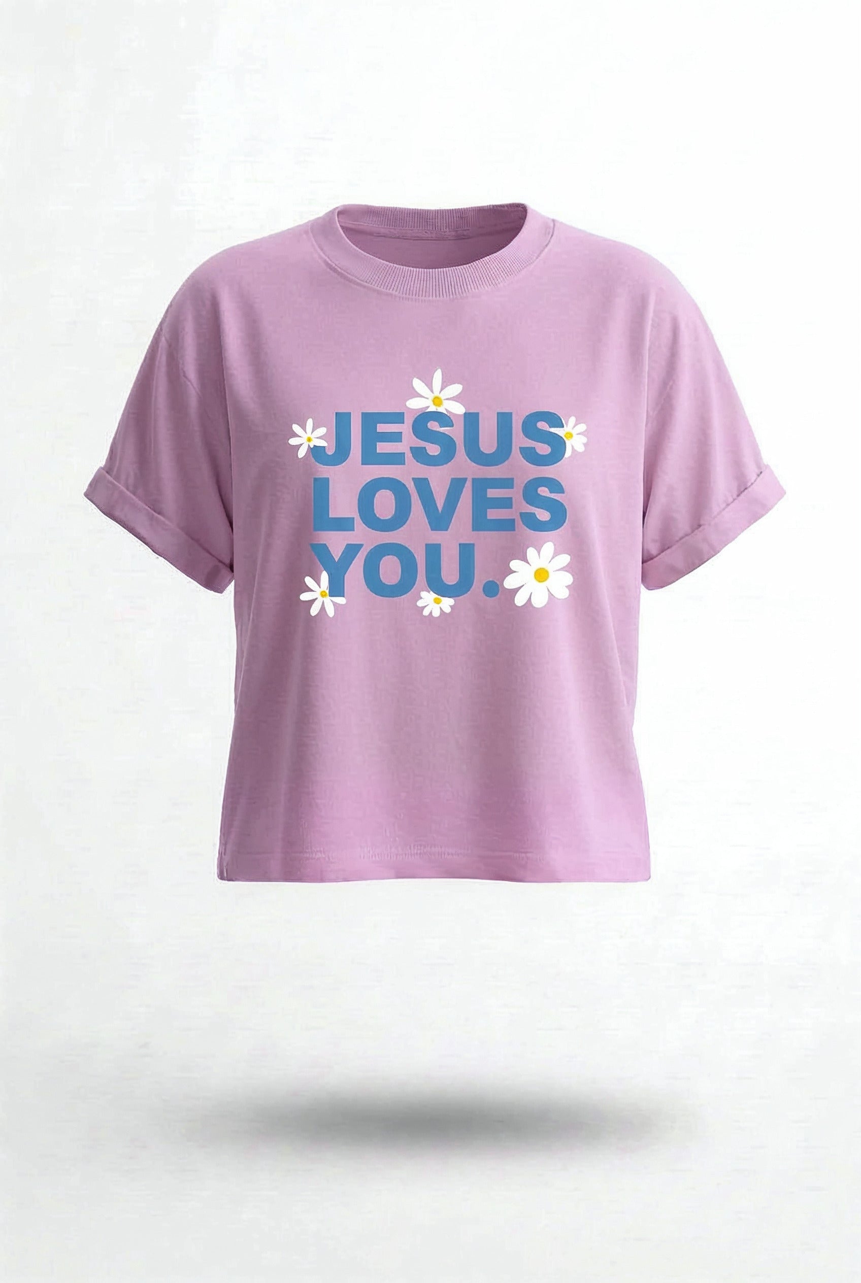 CAMISETA LOOSE FIT DAMA LILA JESUS LOVES YOU