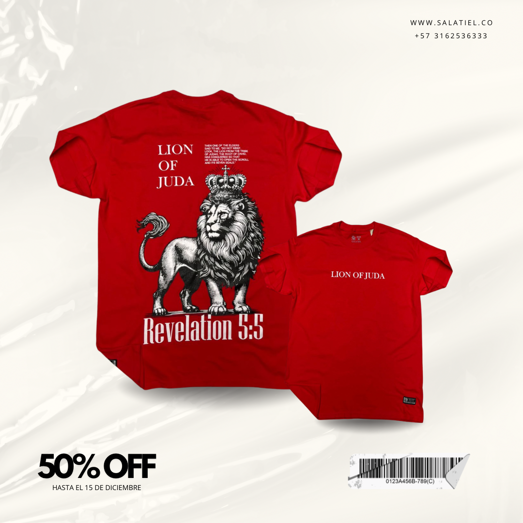 Camiseta 100% algodón leon roja